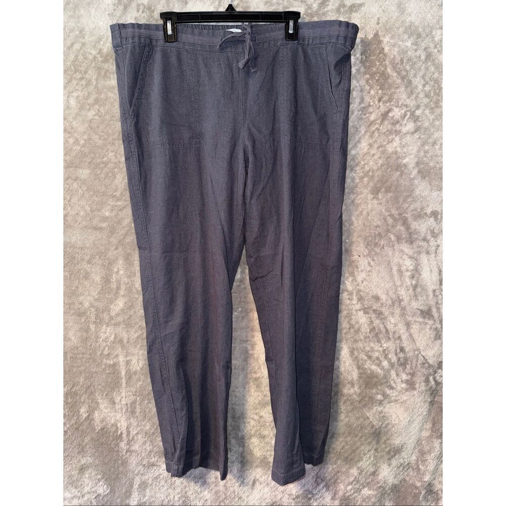 Susina Linen Blend Grey Straight Leg Pants XL Lagenlook Casual Beach #784